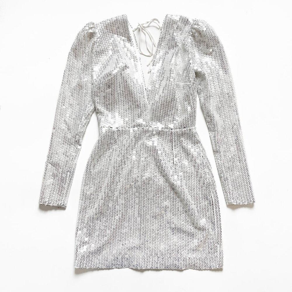 New Arrivals Gilda Dress in White Waves Size FR 36 US 2 4 NEW NWT *no belt*